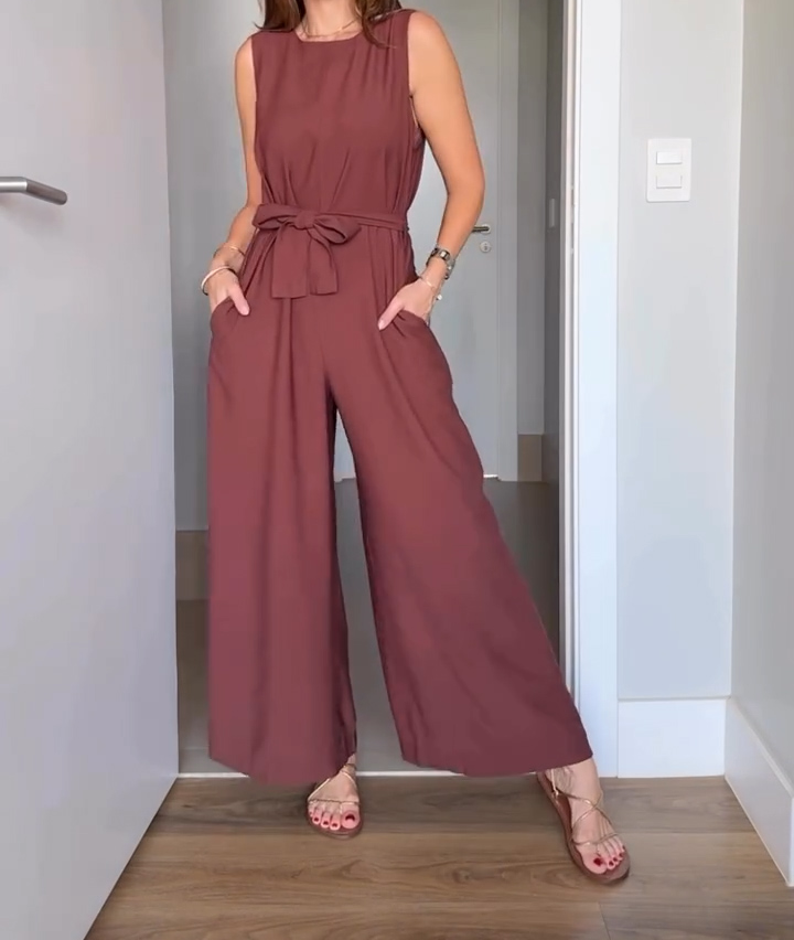 Women's Summer Sleeveless Silk Breathable Casual Jumpsuit