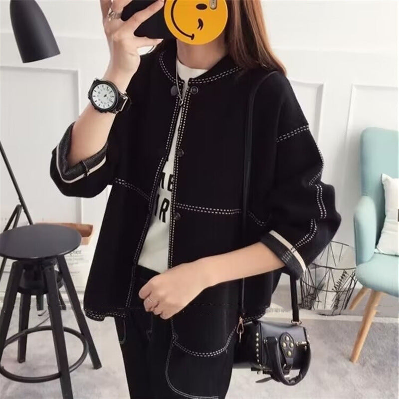 Women's Classic Knit Bomber Cardigan Jacket Top