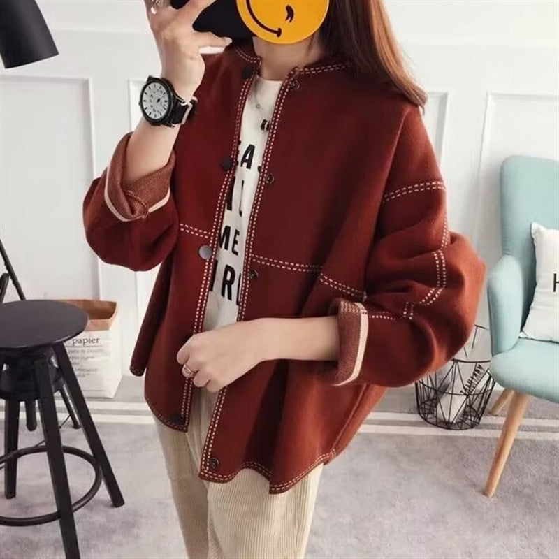 Women's Classic Knit Bomber Cardigan Jacket Top