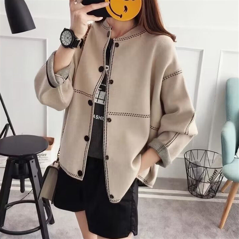 Women's Classic Knit Bomber Cardigan Jacket Top