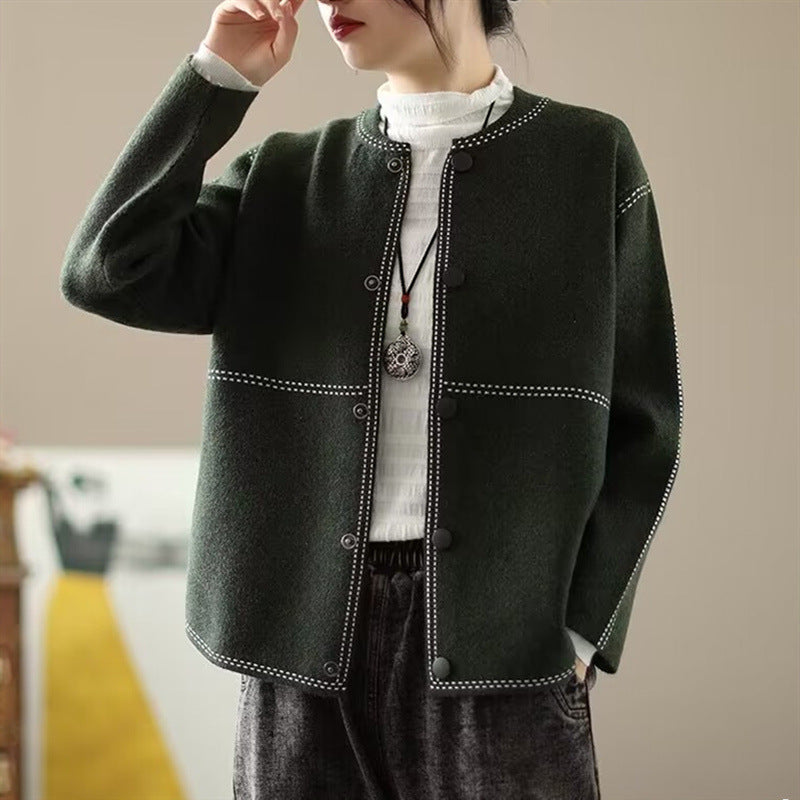 Women's Classic Knit Bomber Cardigan Jacket Top