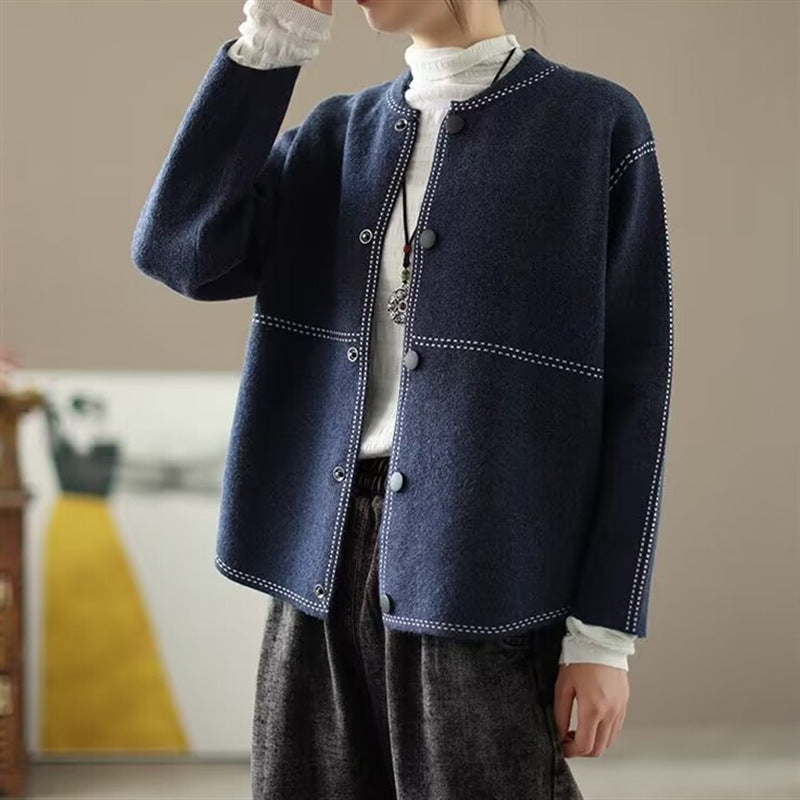 Women's Classic Knit Bomber Cardigan Jacket Top