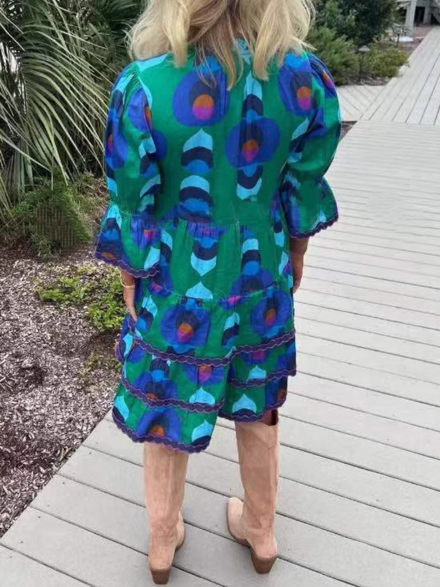 Adoreee Stitching Printing Dress