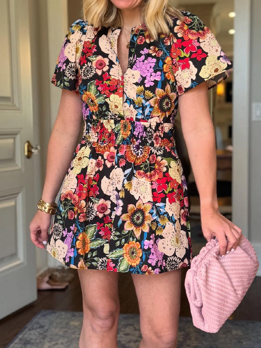 Cute Multicolor Floral Pullover Dress