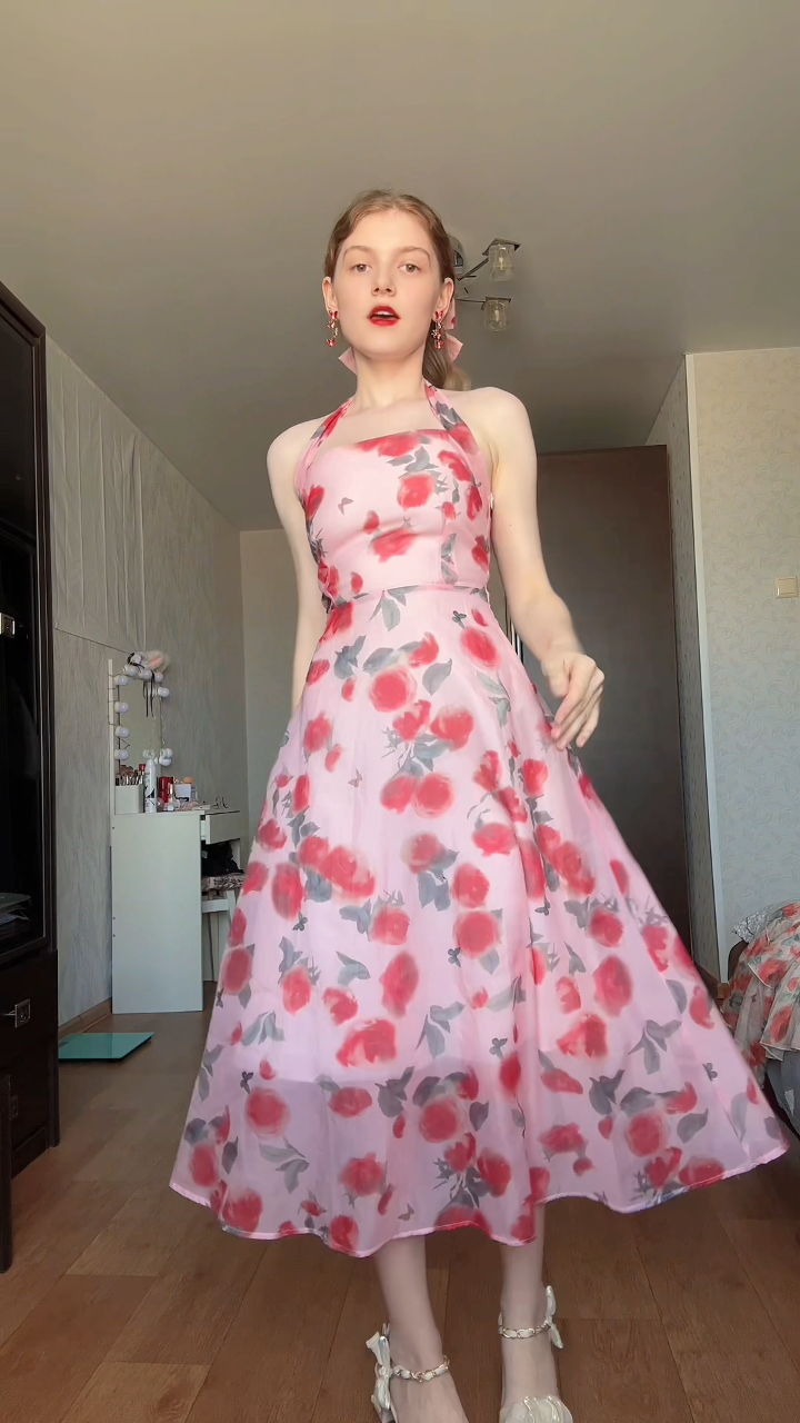 High waisted floral backless maxi dress