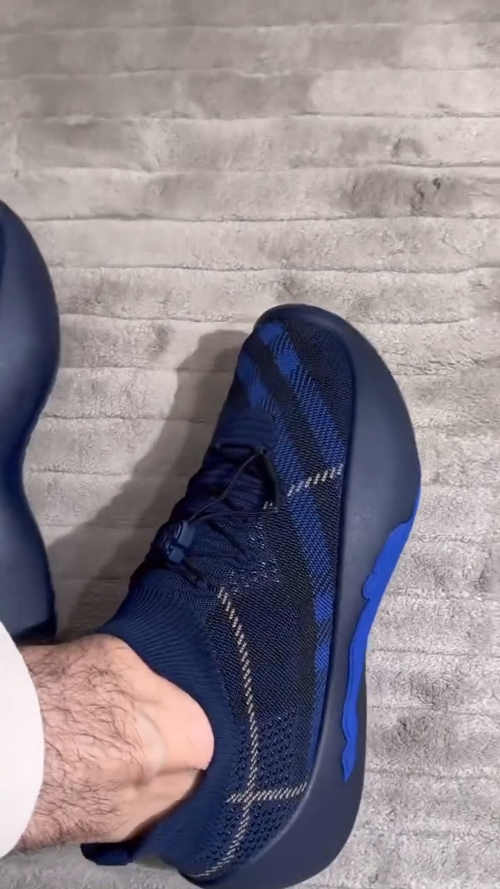 Black & Blue Check Knit Neptune Sneakers