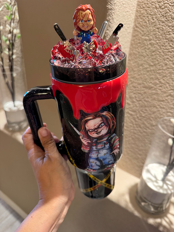 Chucky-Themed 40 oz Glitter Tumbler