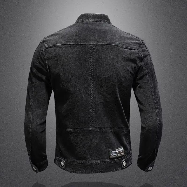 Men loose casual stand collar zipper motorcycle jacket