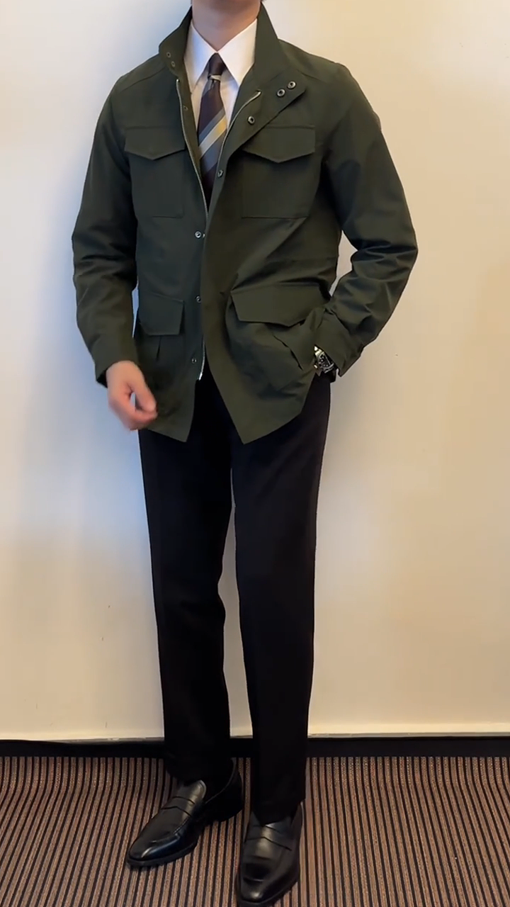 Premium Green Workwear Lapel Jacket