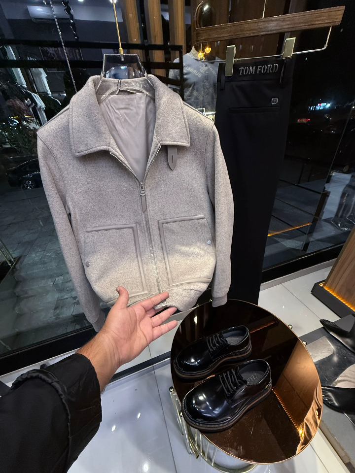 Gray cashmere knit jacket