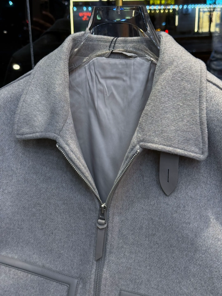 Gray cashmere knit jacket