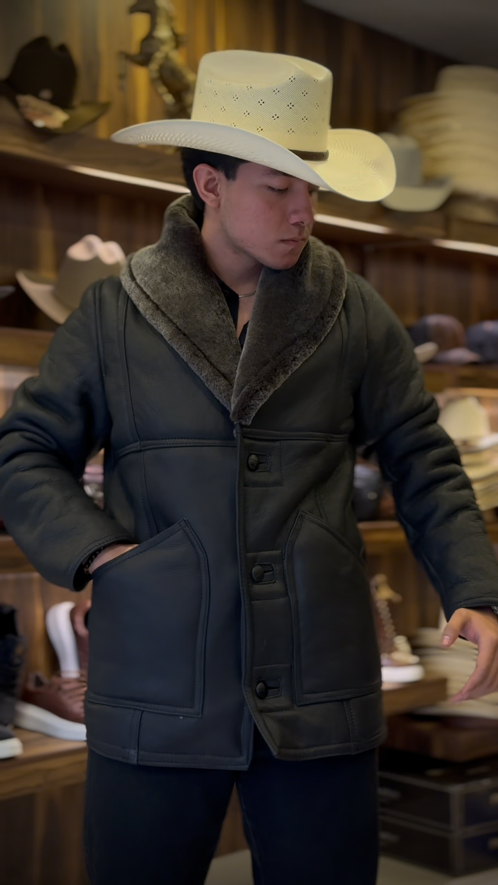 Men's Mid-Length Leather Jacket for Winter