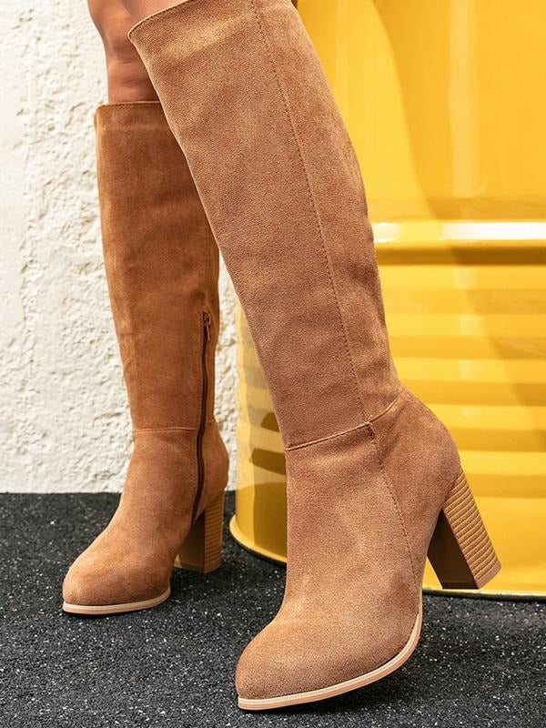 Women's Fashionable Solid Zipper Design Boots