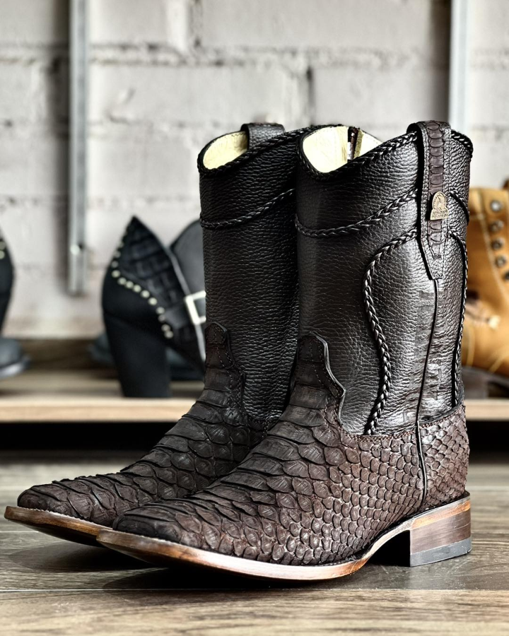 Giant Python Skin Ankle Boots