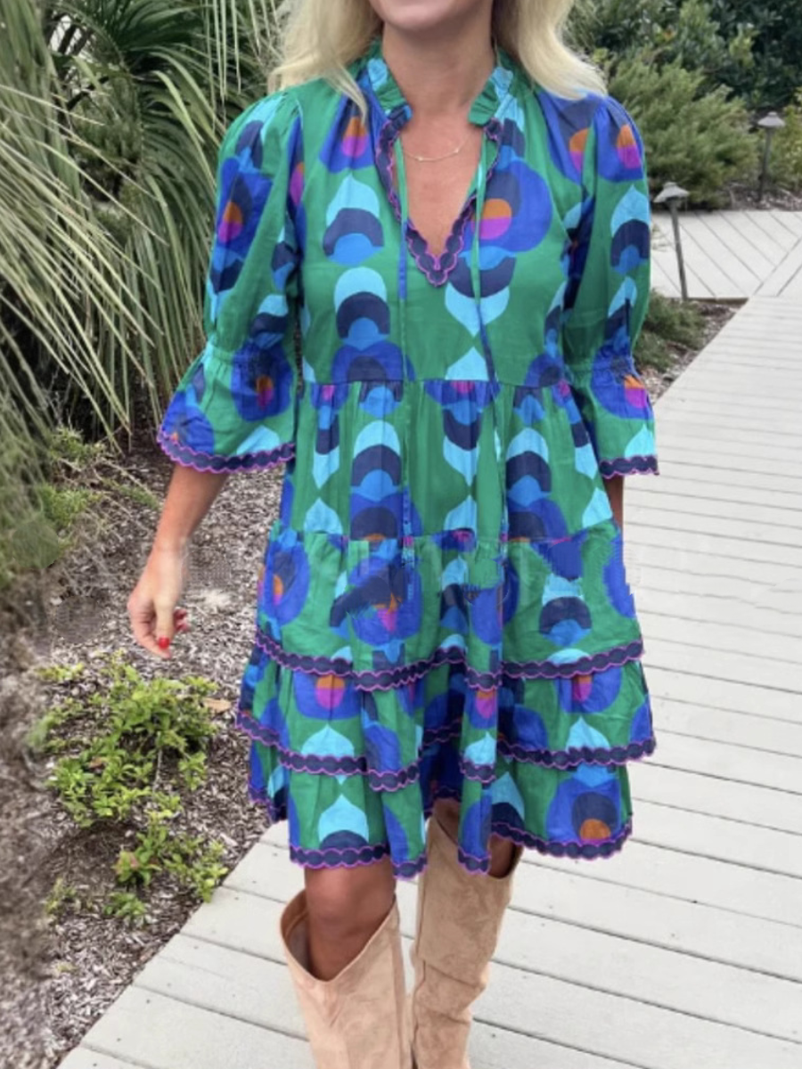 Adoreee Stitching Printing Dress