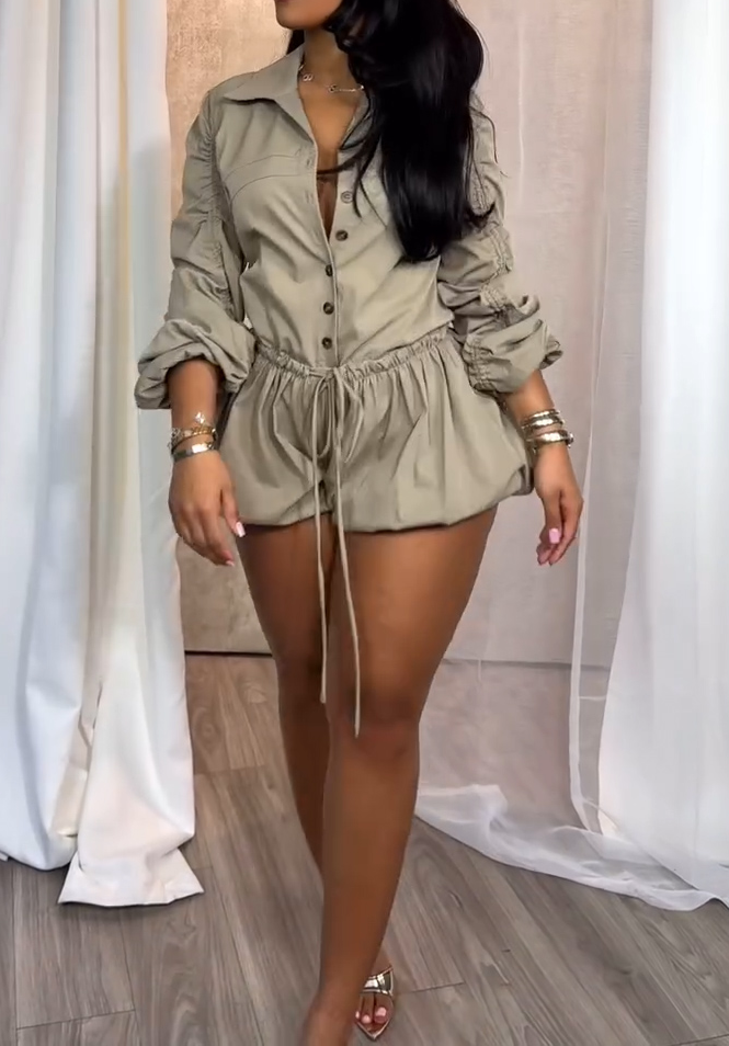 Con estilo Long Sleeve Cargo Romper