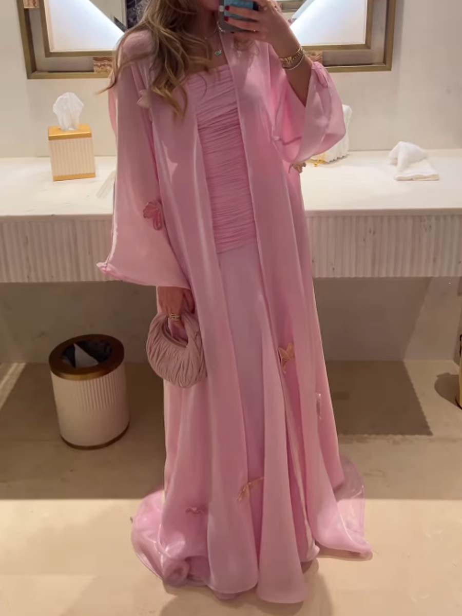Elegant Butterfly Decorated Two Piece Dress