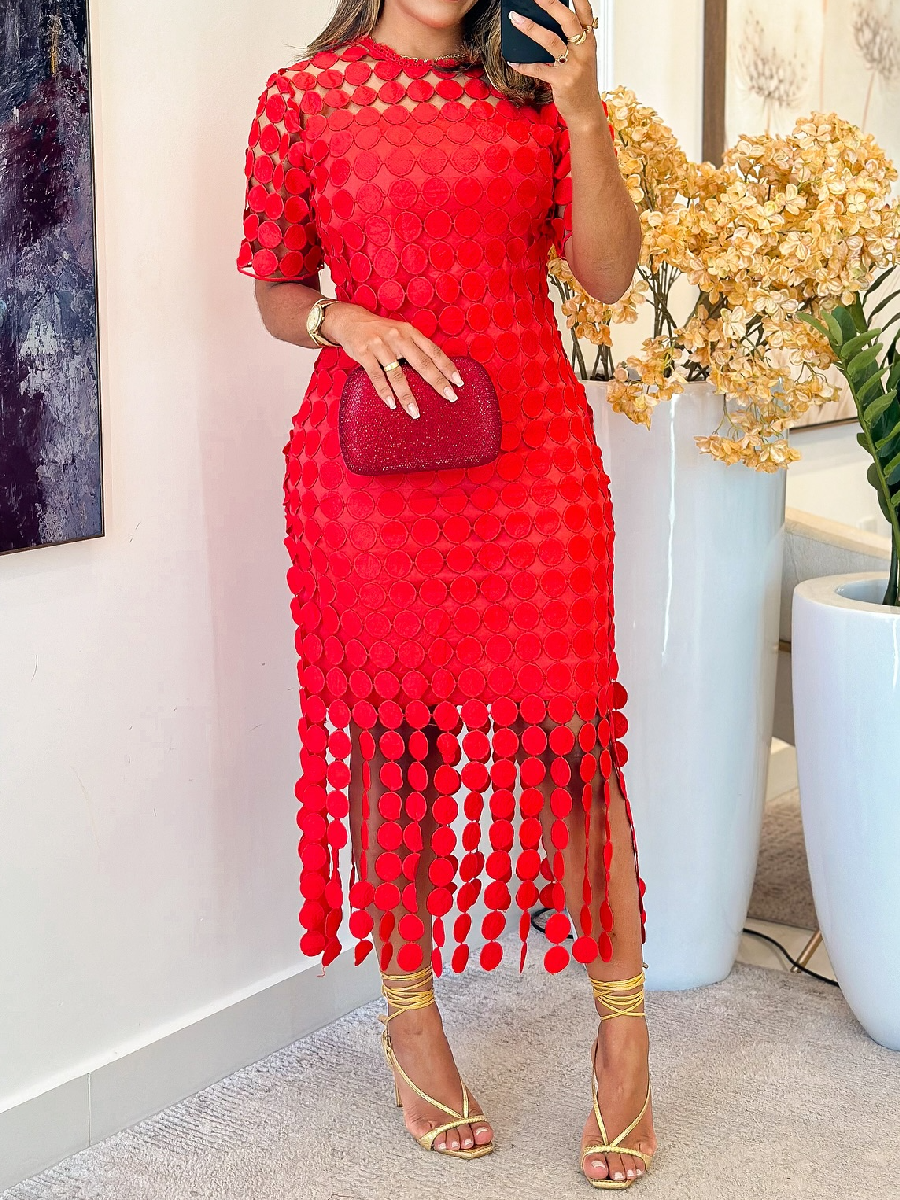 Demure Lace Tassel Dress