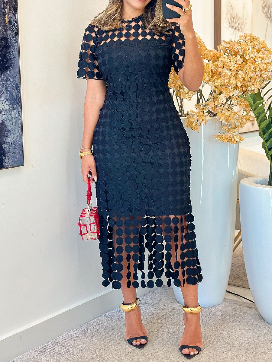 Demure Lace Tassel Dress
