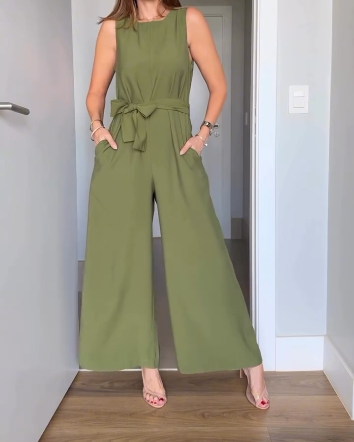 Women's Summer Sleeveless Silk Breathable Casual Jumpsuit