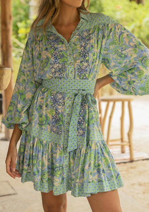 Boho Style Printed Short Dress