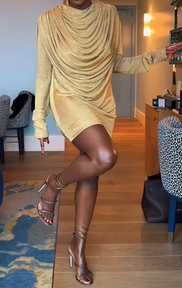 Stunning gold silk dress