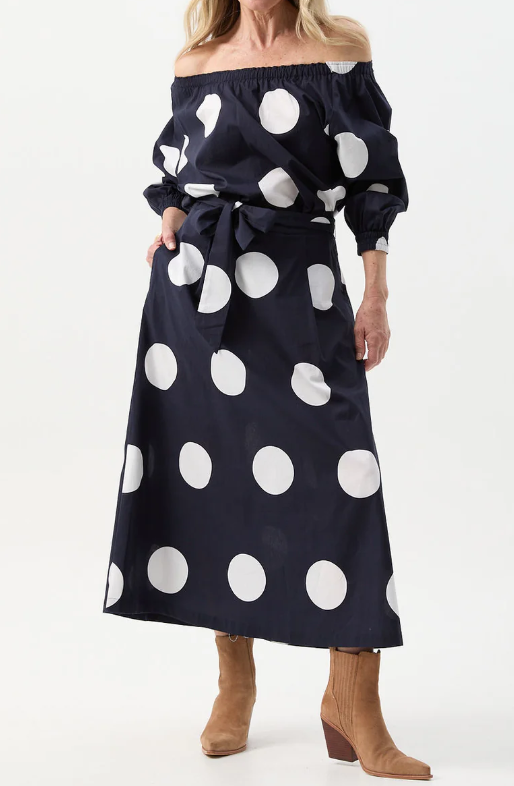 Elegant Polka Dot Print Two-Piece Dress