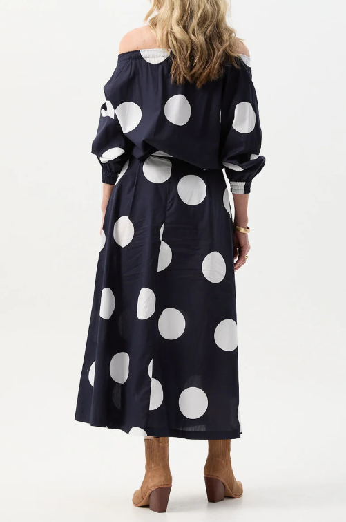 Elegant Polka Dot Print Two-Piece Dress