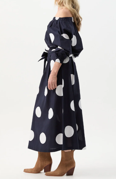 Elegant Polka Dot Print Two-Piece Dress