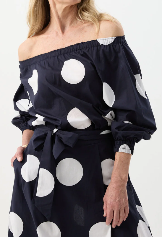 Elegant Polka Dot Print Two-Piece Dress