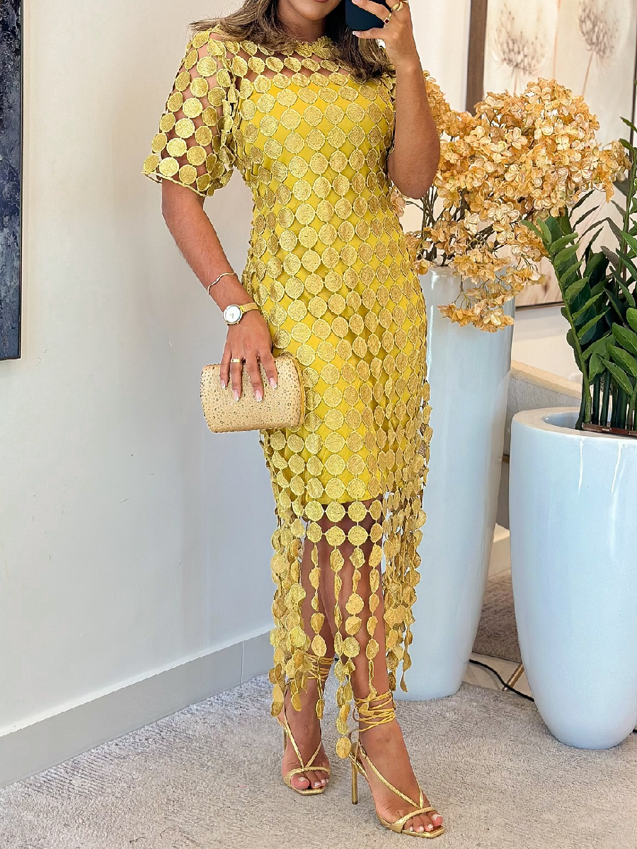 Demure Lace Tassel Dress