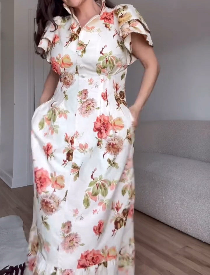 Chic Flying Sleeve Printed Dress