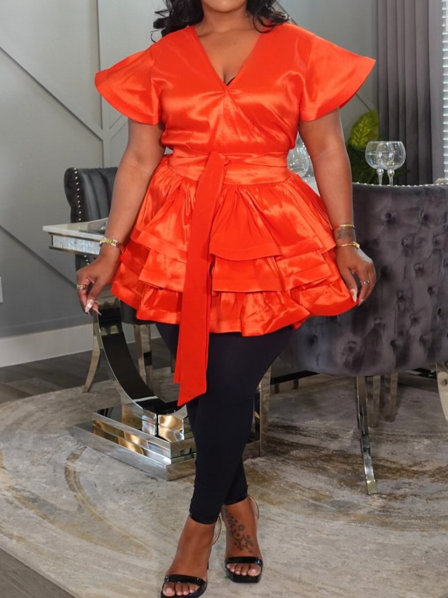 Tie-Tie Ruffle Pleated Top