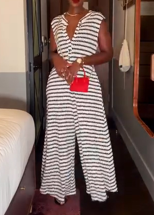 Striped Loose Casual Sleeveless Jumpsuit
