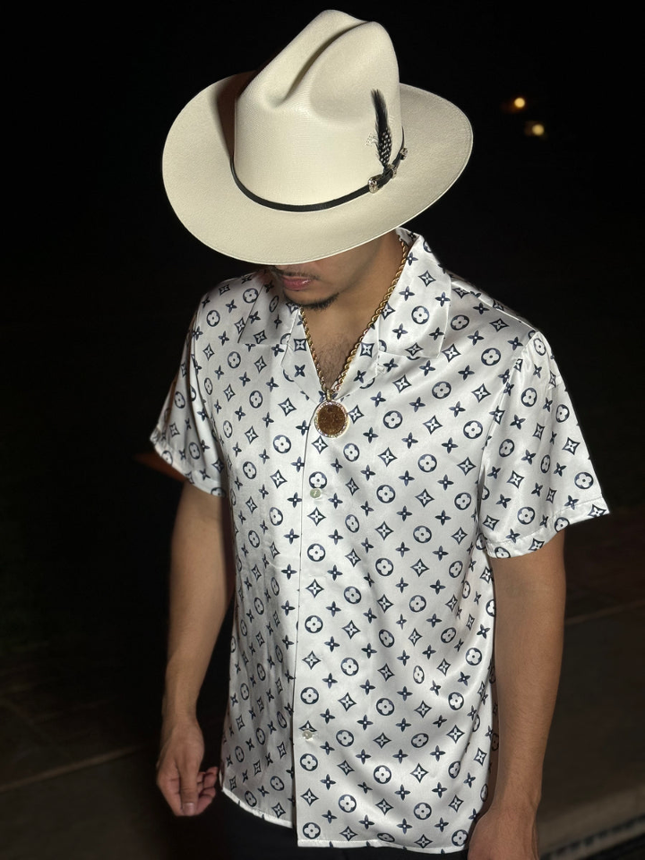 Men's Short-Sleeved Shirt with Printed Pattern