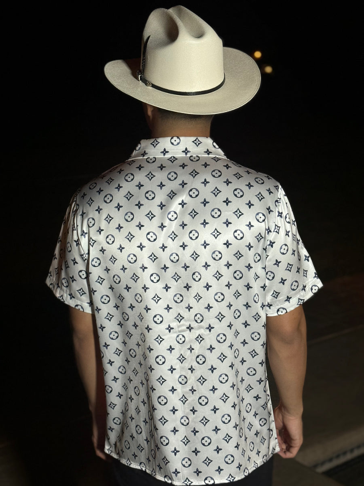 Men's Short-Sleeved Shirt with Printed Pattern