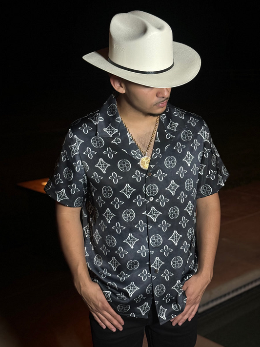 Men's Short-Sleeved Shirt with Printed Pattern