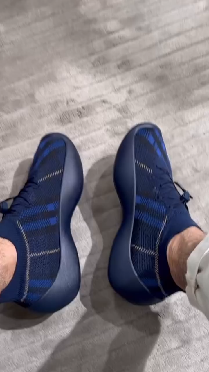 Black & Blue Check Knit Neptune Sneakers
