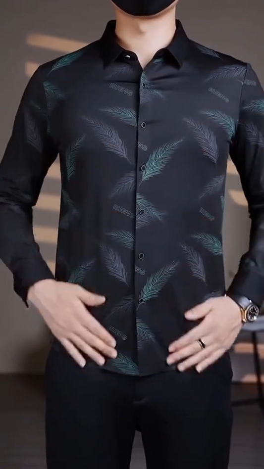 2025 Fall New Arrival Feather Print Fashion Casual Long Sleeve