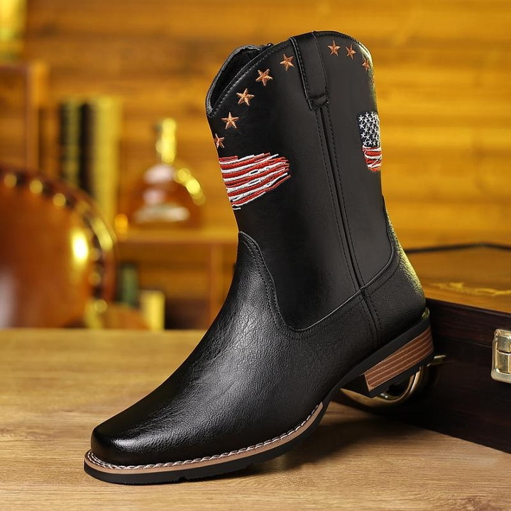 Men's Square-Toe Classic Embroidered Style Cowboy Boots