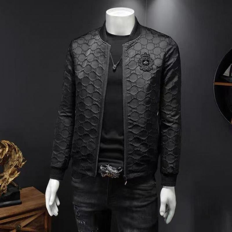 Thin Embroidered Badge Baseball Collar Jacket