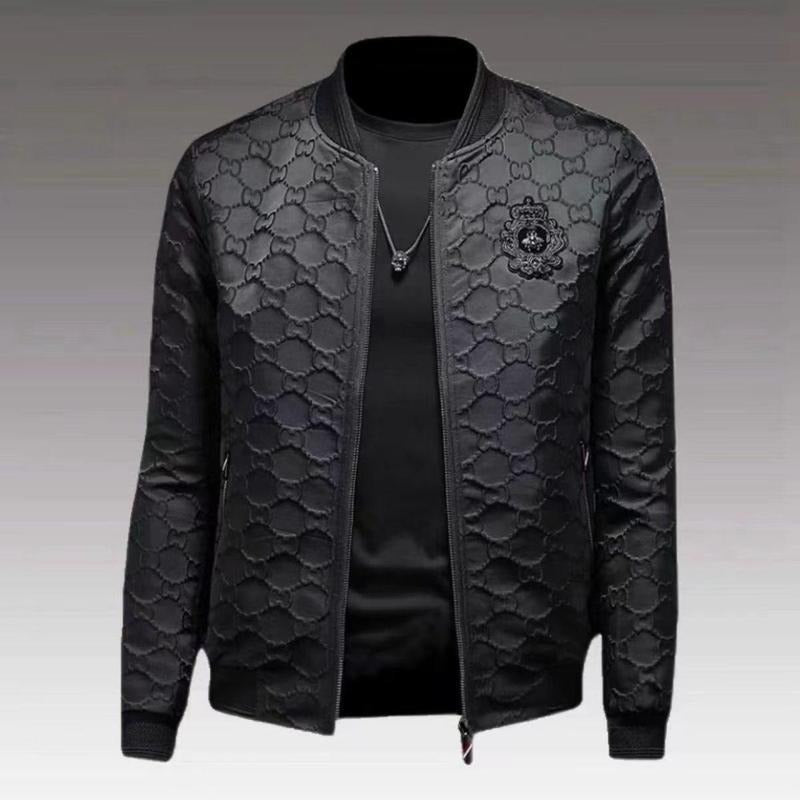 Thin Embroidered Badge Baseball Collar Jacket