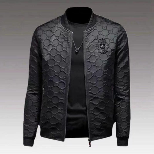 Thin Embroidered Badge Baseball Collar Jacket