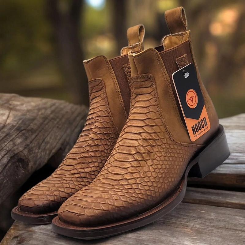 Italian Python-Print Short-Booties