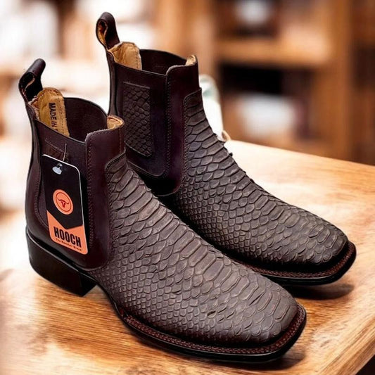 Italian Python-Print Short-Booties