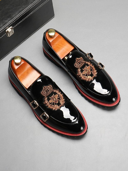 Men's Business Embroidered Design Slip on Dress Shoes
