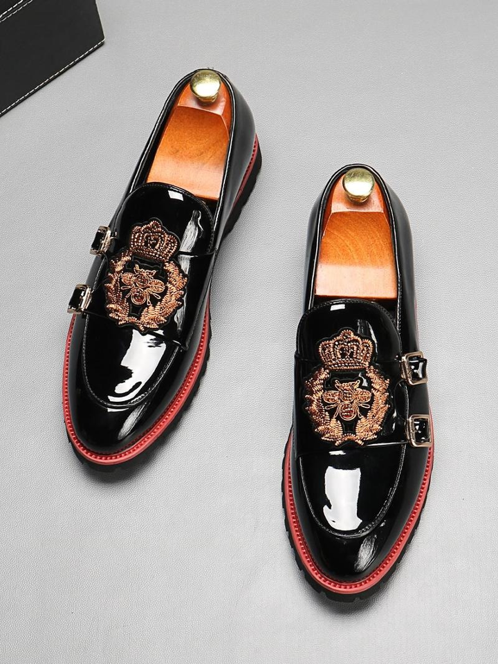 Men's Business Embroidered Design Slip on Dress Shoes