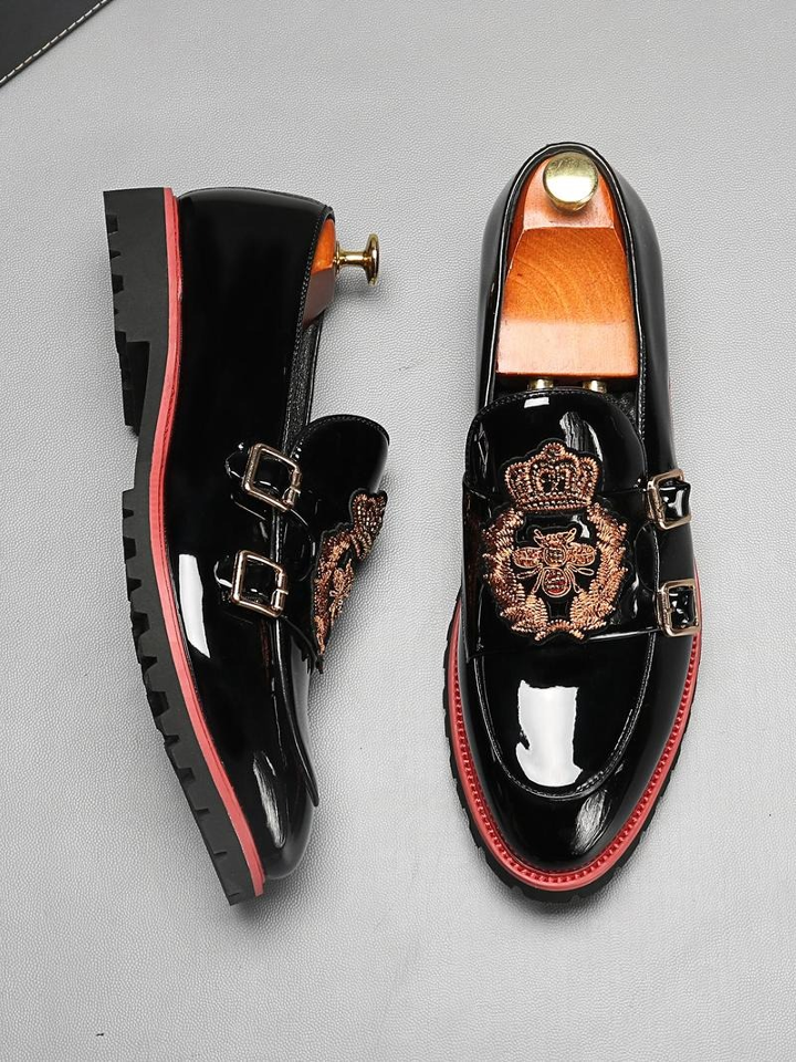 Men's Business Embroidered Design Slip on Dress Shoes