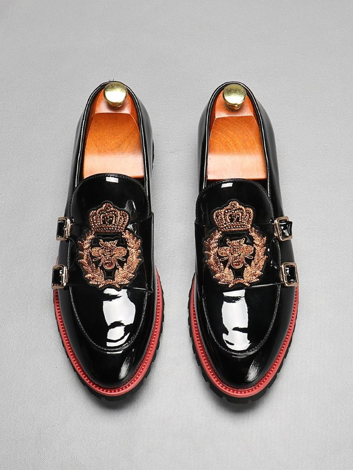 Men's Business Embroidered Design Slip on Dress Shoes