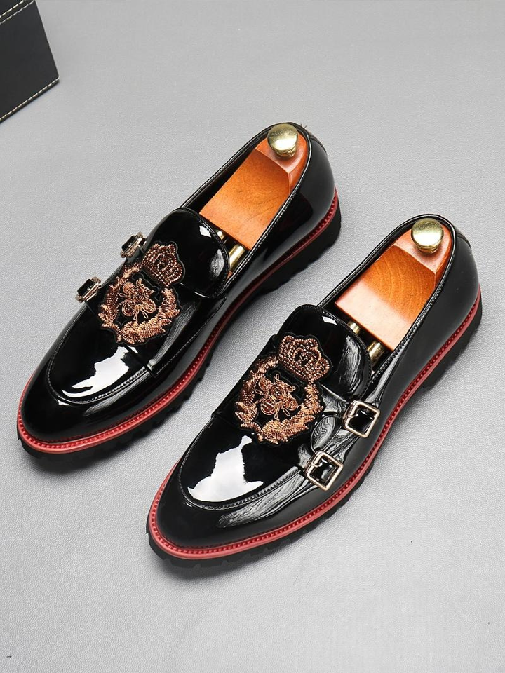 Men's Business Embroidered Design Slip on Dress Shoes